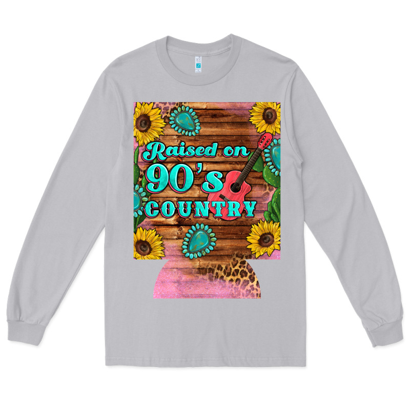 Raised 90's Country Guitar Cactus Sunflower's 12 Oz Can Cooler (regula Long Sleeve Tee by Artiststas | Teevron