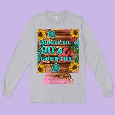 Raised 90's Country Guitar Cactus Sunflower's 12 Oz Can Cooler (regula Long Sleeve Tee Designed By Artiststas