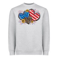Heather Grey American Flag heart Heavyweight Sweatshirt - CowGirlArtShop
