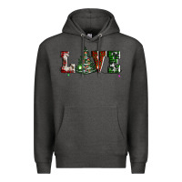 Charcoal Heather love christmas tree Premium Hoodie - AdoDesignShop