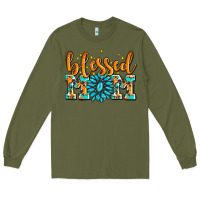 Army Green blessed mom with gemstone Long Sleeve Tee - AdoDesignShop