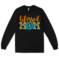 Black blessed mom with gemstone Long Sleeve Tee - AdoDesignShop