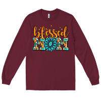 Burgundy blessed mom with gemstone Long Sleeve Tee - AdoDesignShop
