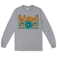 Heather Grey blessed mom with gemstone Long Sleeve Tee - AdoDesignShop