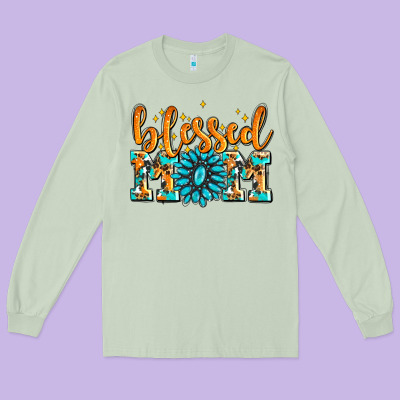 Blessed Mom With Gemstone Long Sleeve Tee Designed By Adodesignshop