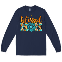 Navy blessed mom with gemstone Long Sleeve Tee - AdoDesignShop