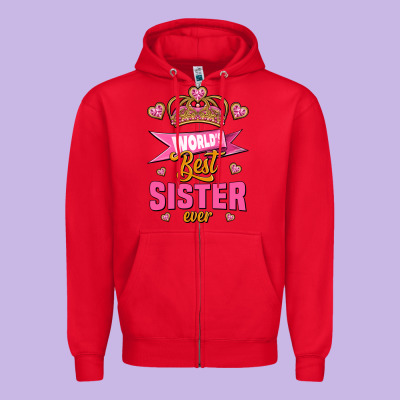 World's Best Sister Ever Zipper Hoodie Designed By Jasminsmagicworld