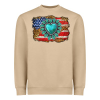 Mushroom American flag leopard turquoise gemstone Heavyweight Sweatshirt - Neo Western