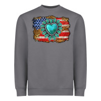 Storm American flag leopard turquoise gemstone Heavyweight Sweatshirt - Neo Western