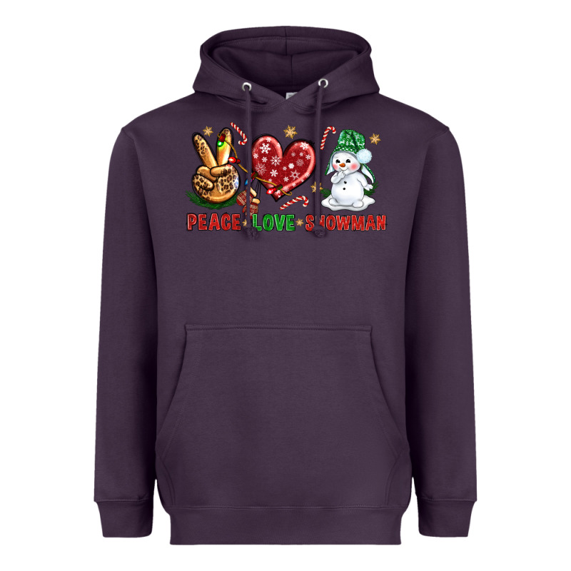 Peace Love Snowman Heavyweight Hoodie by NancyCooperArtShop | Teevron