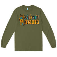 Army Green blessed mama Long Sleeve Tee - AdoDesignShop