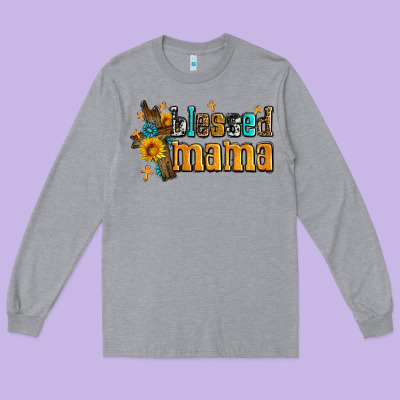 Blessed Mama Long Sleeve Tee Designed By Adodesignshop