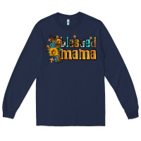 Navy blessed mama Long Sleeve Tee - AdoDesignShop