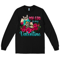 Black my cat is my valentine Long Sleeve Tee - AdoDesignShop