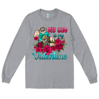 Heather Grey my cat is my valentine Long Sleeve Tee - AdoDesignShop