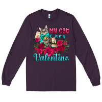 Plum my cat is my valentine Long Sleeve Tee - AdoDesignShop