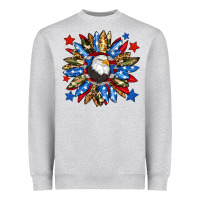 Heather Grey American flag sunflower Heavyweight Sweatshirt - Neo Western