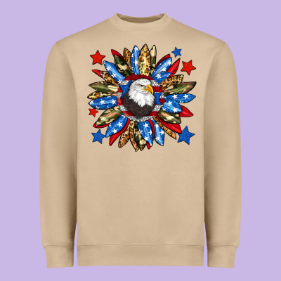 American Flag Sunflower Heavyweight Sweatshirt Designed By Neo Western