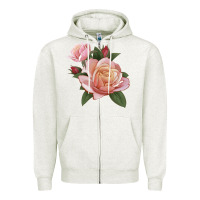 Oatmeal Heather State Of Grace Rose Zipper Hoodie - LillyAllenDesigns