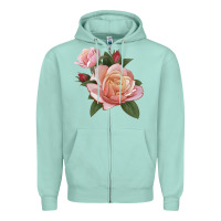 Seafoam State Of Grace Rose Zipper Hoodie - LillyAllenDesigns
