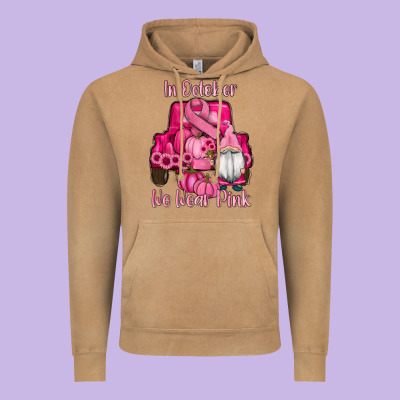 Breast Cancer Awareness Pink Truck Gnomes Vintage Hoodie Designed By Ranaportraitstore