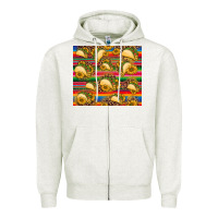 Oatmeal Heather tacos and sunflowers with serape leopard background Zipper Hoodie - BarkalooDesign