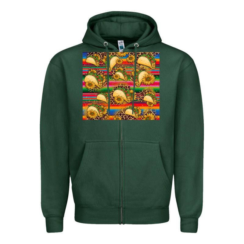 Tacos And Sunflowers With Serape Leopard Background Zipper Hoodie by BarkalooDesign | Teevron
