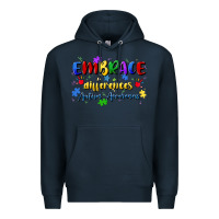 Navy embrace differences Premium Hoodie - Artiststas