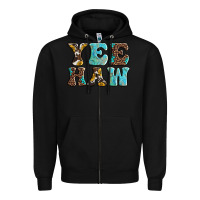 Black western sunflowers turquoise leopard yee haw Zipper Hoodie - BarkalooDesign