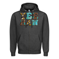 Charcoal Heather western sunflowers turquoise leopard yee haw Zipper Hoodie - BarkalooDesign