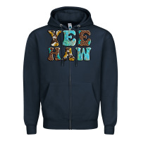 Navy western sunflowers turquoise leopard yee haw Zipper Hoodie - BarkalooDesign