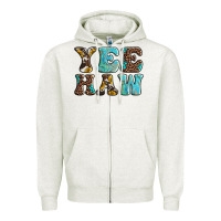 Western Sunflowers Turquoise Leopard Yee Haw Zipper Hoodie | Teevron