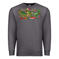 Charcoal Heather christmas dinosaurs Premium Sweatshirt - MaliasSmallBusiness