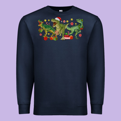 Christmas Dinosaurs Premium Sweatshirt Designed By Maliassmallbusiness