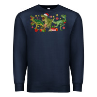 Navy christmas dinosaurs Premium Sweatshirt - MaliasSmallBusiness