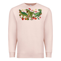 Pale Pink christmas dinosaurs Premium Sweatshirt - MaliasSmallBusiness