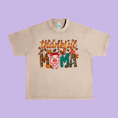 Thankful Mama Pig Urban Heavy Tee Designed By Racoondesign