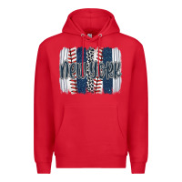 Red new york baseball team spirit brushstrokes Premium Hoodie - Artiststas