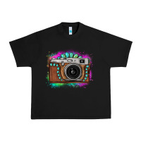 Black tie dye gemstone vintage camera Urban Heavy Tee - FaDigitalArtStudio