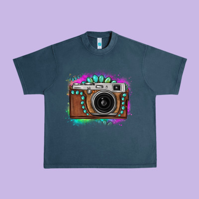 Tie Dye Gemstone Vintage Camera Urban Heavy Tee Designed By Fadigitalartstudio
