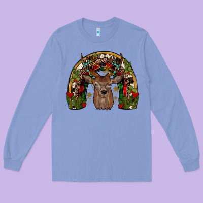 Deer Rainbow Long Sleeve Tee Designed By Jahusdesignshop