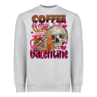 Heather Grey coffee is my valentine skull Heavyweight Sweatshirt - FaDigitalArtStudio