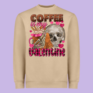 Coffee Is My Valentine Skull Heavyweight Sweatshirt Designed By Fadigitalartstudio