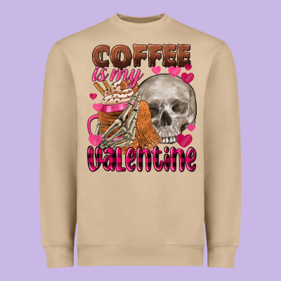 Coffee Is My Valentine Skull Heavyweight Sweatshirt Designed By Fadigitalartstudio