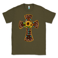 Army Green leopard gemstone sunflower cross Classic Tee - JahusDesignShop