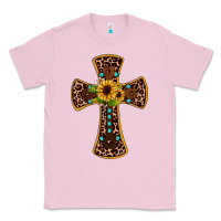 Bubblegum Pink leopard gemstone sunflower cross Classic Tee - JahusDesignShop