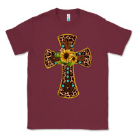 Burgundy leopard gemstone sunflower cross Classic Tee - JahusDesignShop