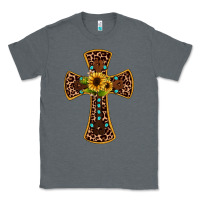 Charcoal Heather leopard gemstone sunflower cross Classic Tee - JahusDesignShop