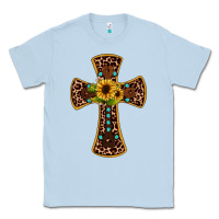 Dusty Blue leopard gemstone sunflower cross Classic Tee - JahusDesignShop