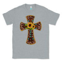 Heather Grey leopard gemstone sunflower cross Classic Tee - JahusDesignShop